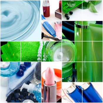 cosmetics and hygiene products as healthcare background