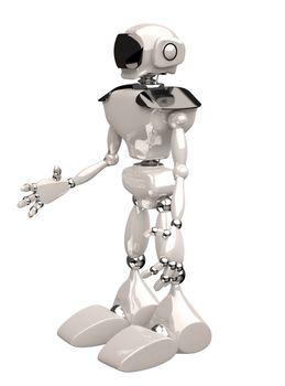 3d illustration of a white robot on white background