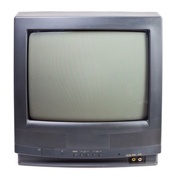 Vintage black Television set isolated on white background