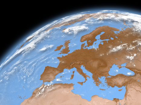Europe on planet Earth isolated on black background. Elements of this image furnished by NASA.