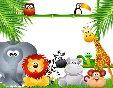 wild animals with frame bamboo