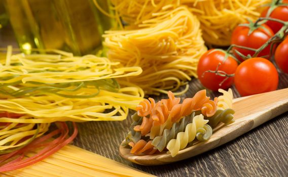 pasta on a wooden table, still life