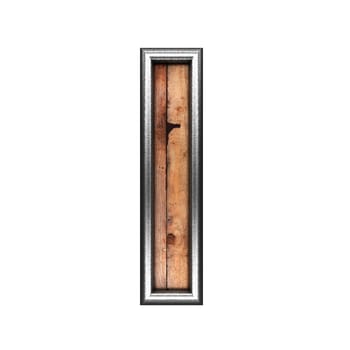 isolated metal figure with wood