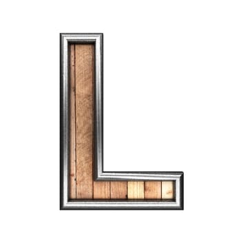 isolated metal figure with wood