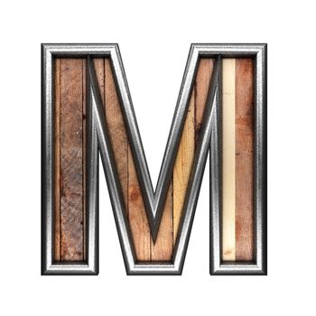 isolated metal figure with wood