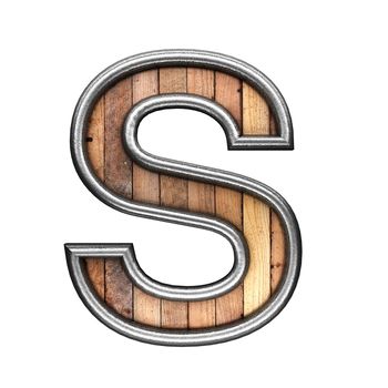 isolated metal figure with wood