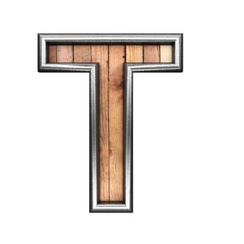 isolated metal figure with wood