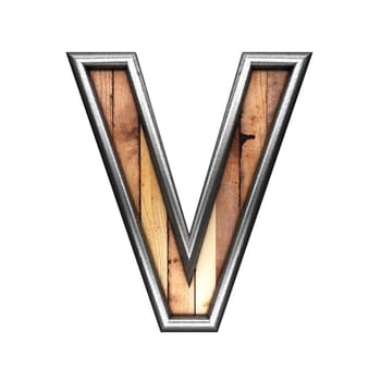 isolated metal figure with wood