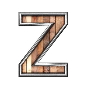 isolated metal figure with wood