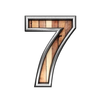 isolated metal figure with wood