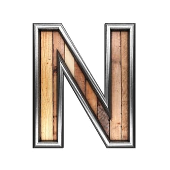 isolated metal figure with wood