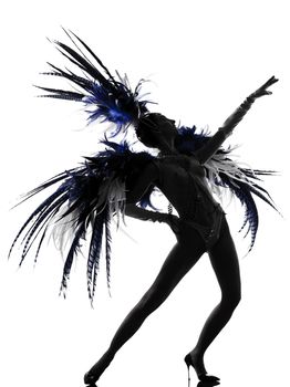 woman showgirl dancer revue dancing in studio isolated on white background