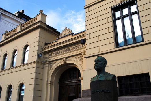 The Norwegian Nobel Institute (Norwegian: Det Norske Nobelinstitutt) was established in 1904 in Oslo, Norway. The principal duty of the Nobel Institute is to assist the Norwegian Nobel Committee in the task of selecting the recipient of the annual Nobel Peace Prize and to organize the Nobel award event in Oslo. The institute is situated in the center of the city, just by the side of the Royal Palace. Diagonally across the street is the U.S. Embassy.