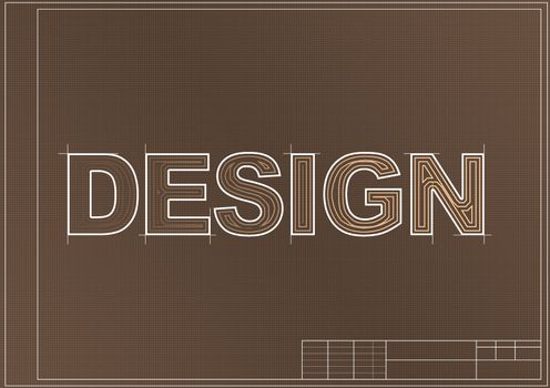 Word drawing design on blueprint