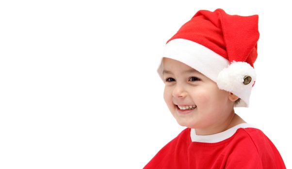 happy child in santa claus hat