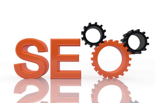SEO - Search Engine Optimization symbol with gears - 3d render