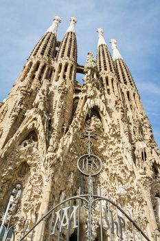 View of the Sagrada Familia cathedral, designed by Antoni Gaudi, in Barcelona, Spain