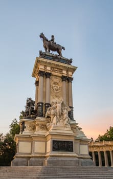 Statue of Alfonso XII monument in Buen Retiro park, Madrid