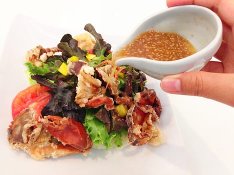 fried crab salad with japanese sauce