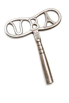 Picture of an old key on white background