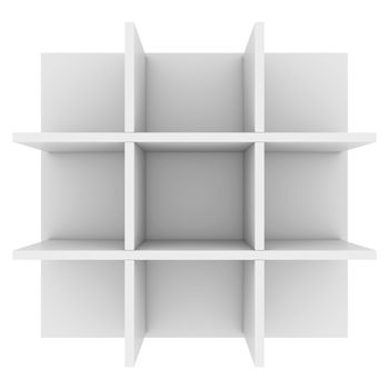White shelves. 3d render isolated on white background