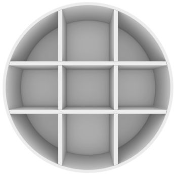 Shelves in the shape of a circle. 3d rendering on white background