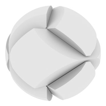 Abstract sphere consisting of puzzles. Isolated render on a white background