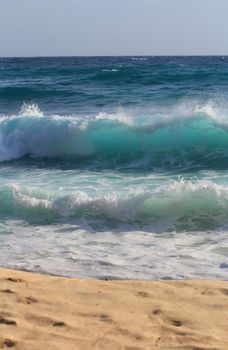 beautiful waves along the beach