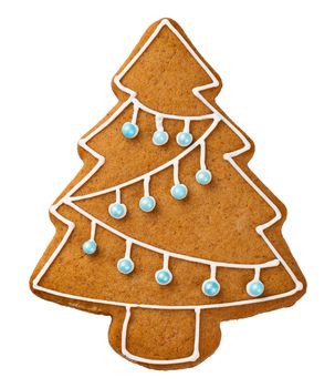 Gingerbread tree isolated on white background. Christmas cookie