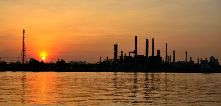 Sunrise scene of Oil refinery, Bangkok, Thailand