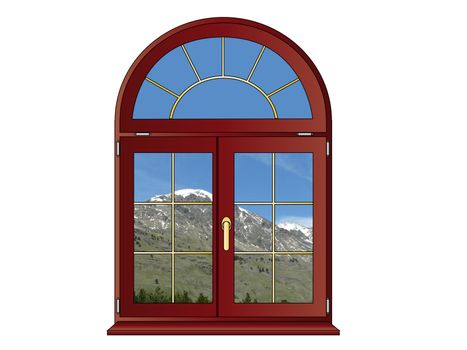 View on the mountains through the window