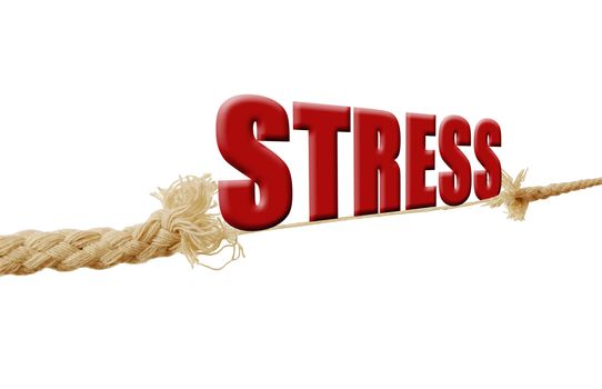 The word stress resting on a breaking rope 