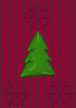 New year red background with pine tree. Christmas decoration pattern.