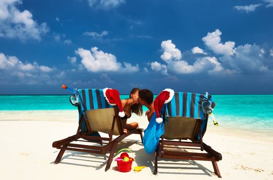 Couple on a tropical beach at Maldives