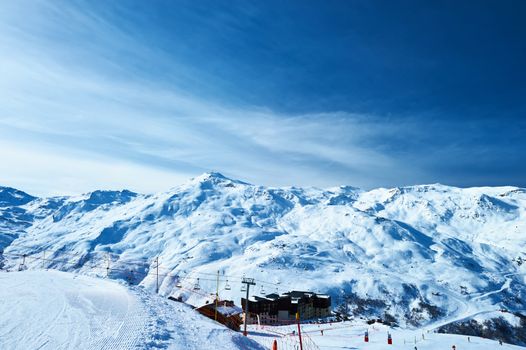 Mountains with snow in winter, Meribel, Alps, France