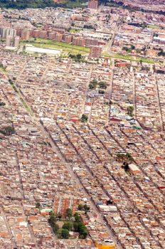 View of Bogota, Colombia as seen from an airplane