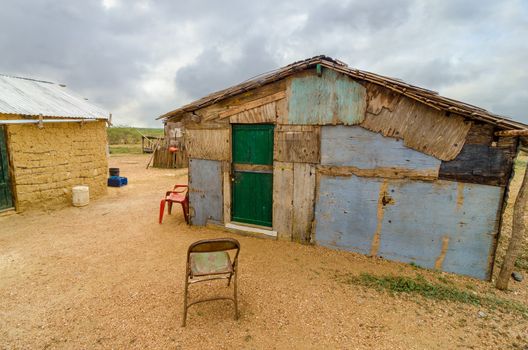 Wooden shack in a rural part of La Guajira, Colombia