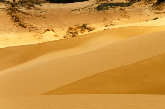 View looking down a sand dune in Macuira National Park in La Guajira, Colombia