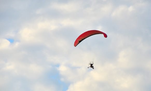 Paramotor with nice cloudy sky in Thailand