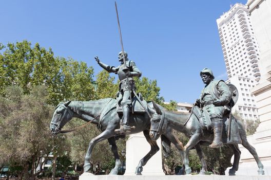 Madrid. Monument to Cervantes, Don Quixote and Sancho Panza. Spain