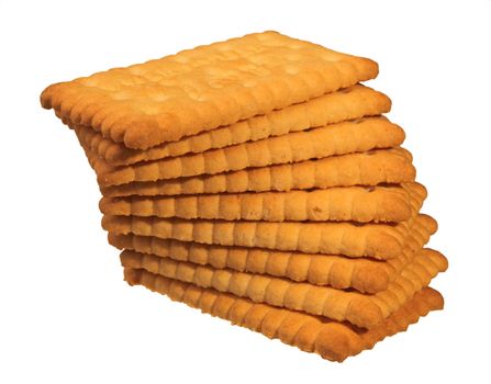 stack of butter biscuits isolated in white