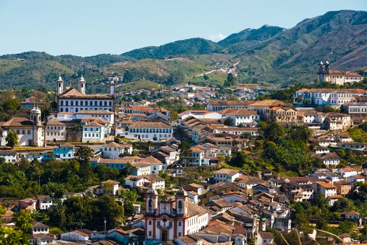 view of the unesco world heritage city of ouro preto in minas gerais brazil