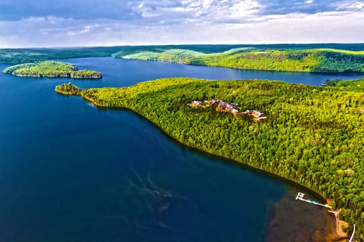 panorama lake of sacacomie  in quebec canada