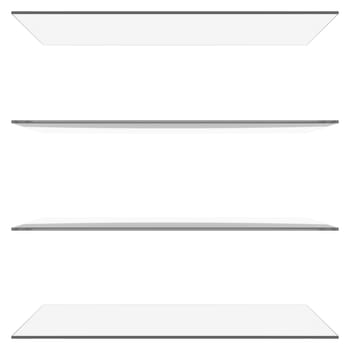 Glass shelves. 3d render isolated on white background