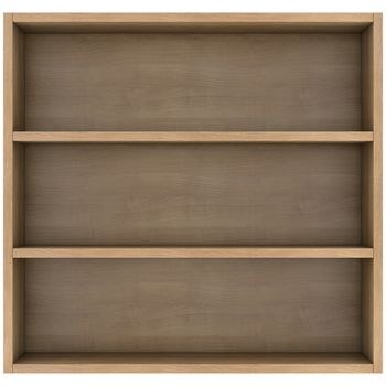 Wooden shelves. 3d render isolated on white background