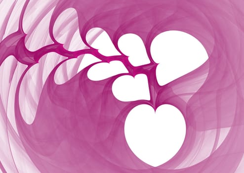 Hearts fractal picture on the light background