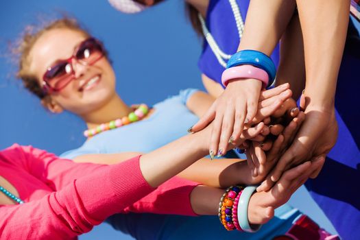 Group of young happy people. Unity concept