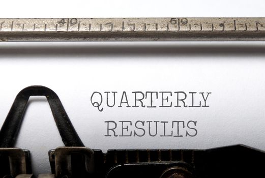 Quarterly results heading printed on a typewriter 
