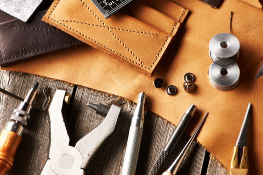 Leather crafting tools still life