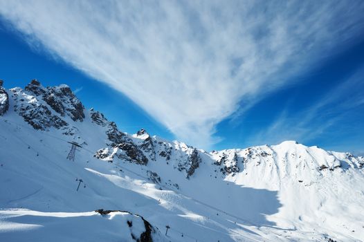 Mountains with snow in winter, Meribel, Alps, France